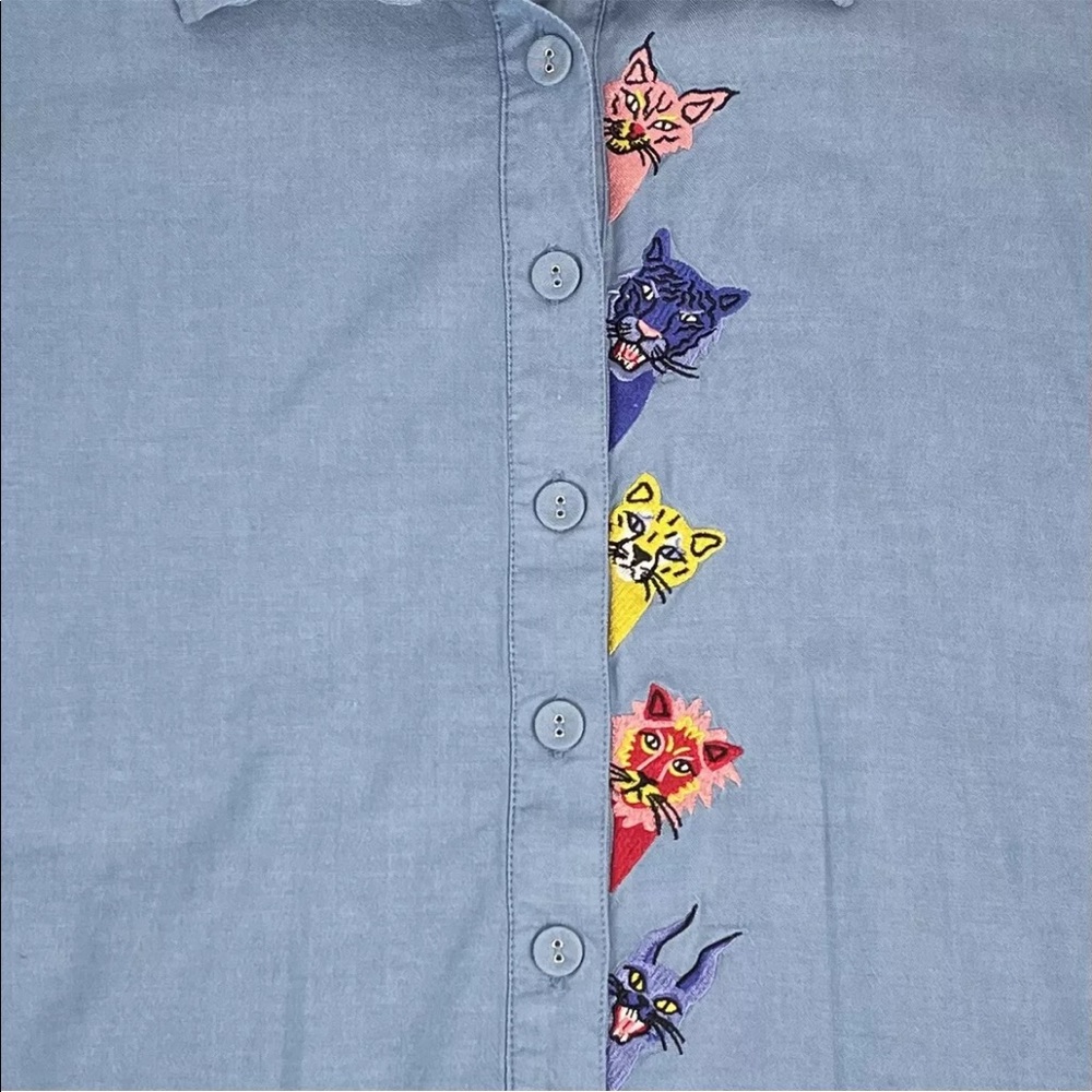 DANGERFIELD Chambray Wildcat Boxy Shirt Size 10 - Picture 3 of 5